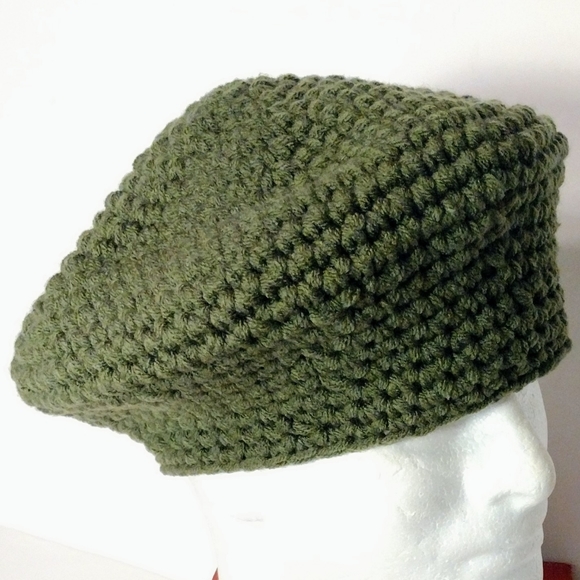 New Crocheted Soft Non-wool Unisex Beret Beanie Hat Handmade XL - Picture 5 of 7
